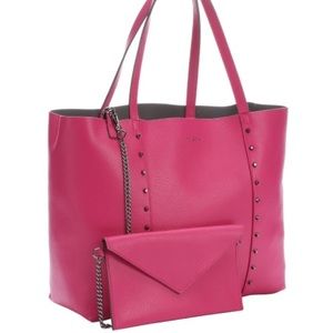 NWT Furla Elle rock studded pink tote with pouch